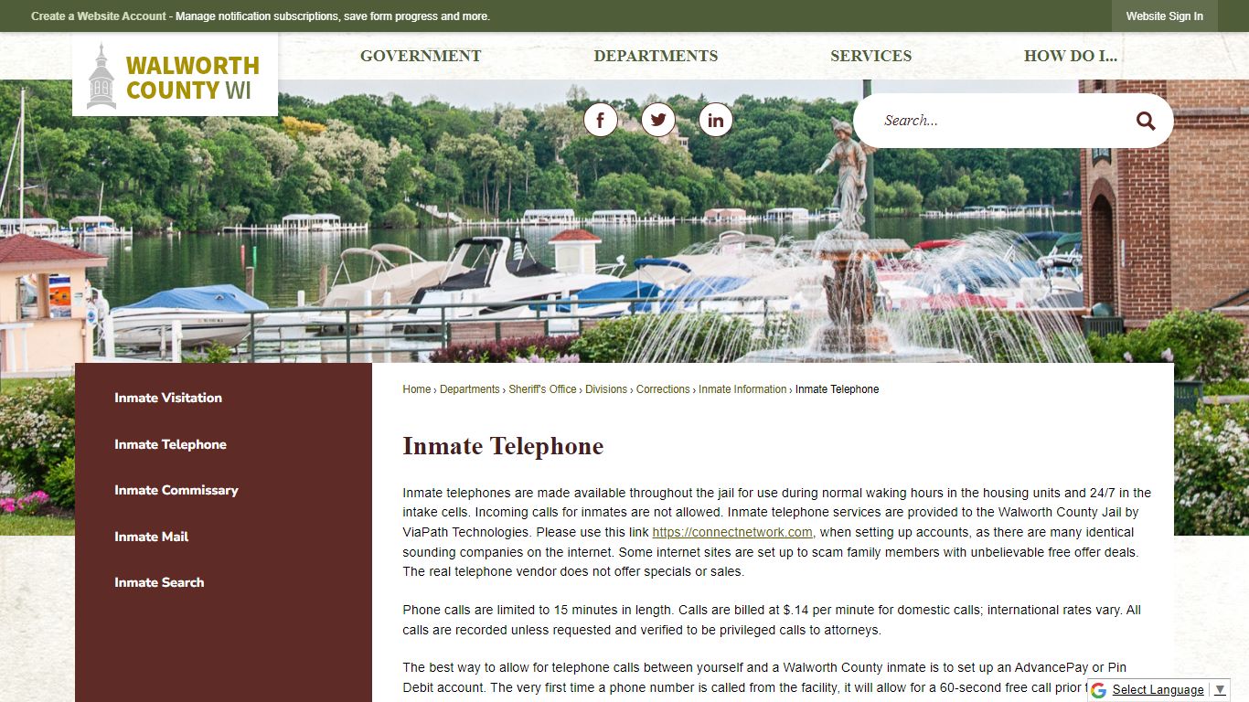 Inmate Telephone | Walworth County, WI