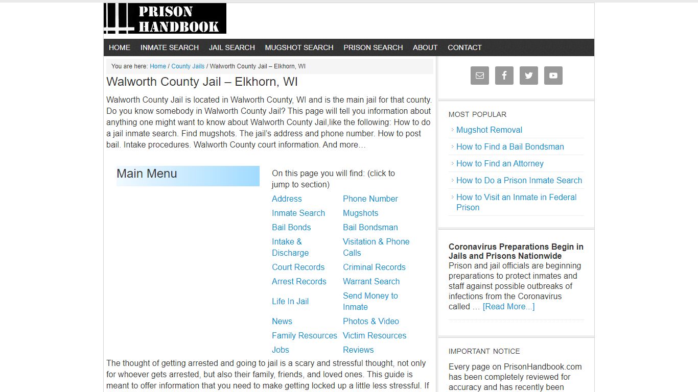 Walworth County Jail – Elkhorn, WI - Prison Handbook